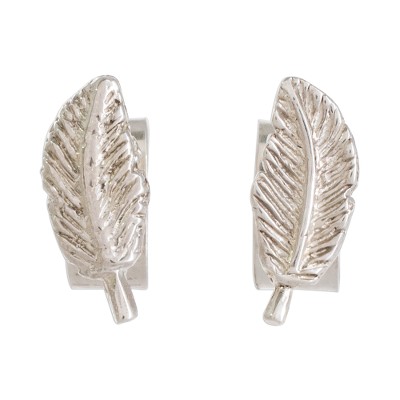 Feather-Shaped Sterling Silver Stud Earrings from Guatemala