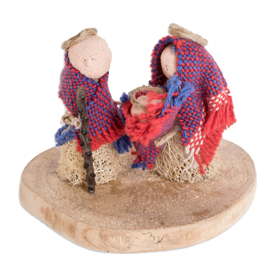 Natural Fiber Nativity Sculpture with Handwoven Cotton