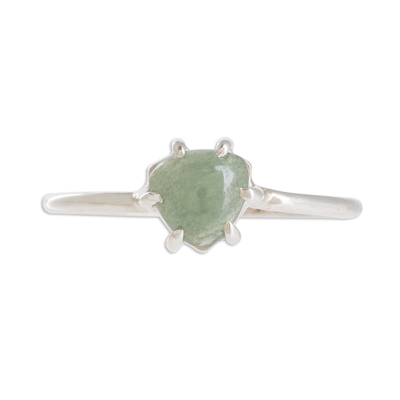 Guatemalan Apple Green Jade and Sterling Silver Ring