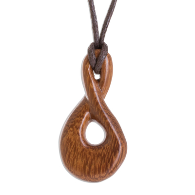 Madrecacao Wood Infinity Pendant Necklace from Costa Rica