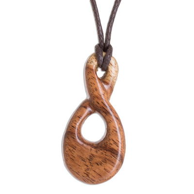 Cachimbo Wood Infinity Pendant Necklace from Costa Rica