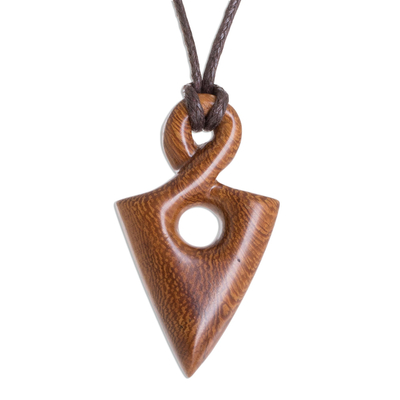 Madrecacao Wood Spearhead Pendant Necklace from Costa Rica