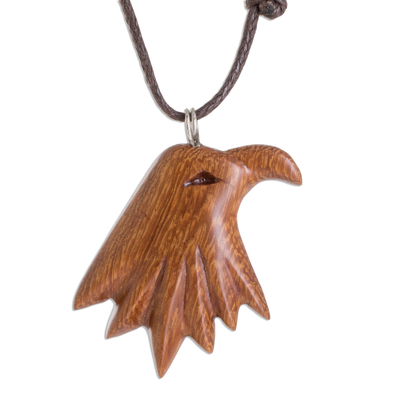 Madrecacao Wood Eagle Pendant Necklace from Costa Rica