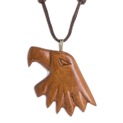 Conacaste Wood Eagle Pendant Necklace from Costa Rica