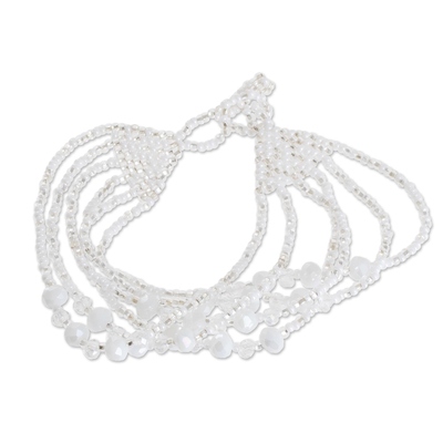 Crystal and Glass Beaded Strand Bracelet in White