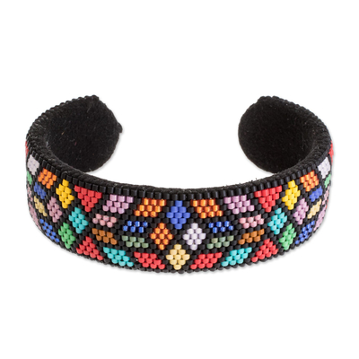 Colorful Geometric Glass Beaded Cuff Bracelet