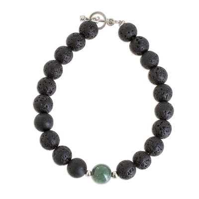 Jade and Lava Stone Beaded Bracelet from Guatemala