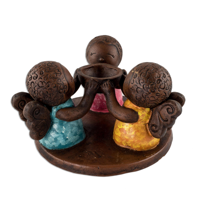 Salvadoran Ceramic Angel Tealight Candleholder
