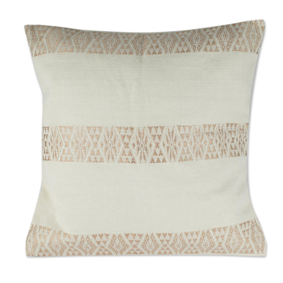 Ecru Hand Woven Cotton Cushion Cover