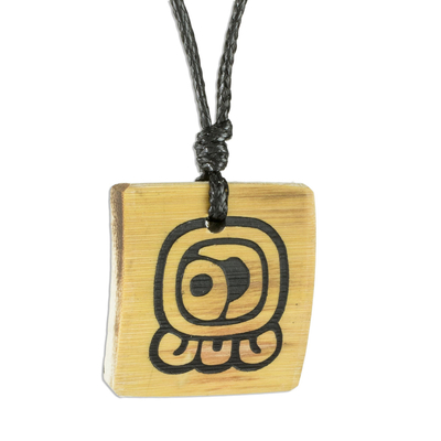 Bamboo Pendant Necklace with the Mayan Sun