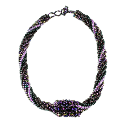 Purple Beaded Torsade Necklace from Guatemala