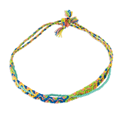 Spring Colors Cotton Macrame Bracelet with Beads