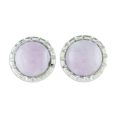 Sterling Silver Stud Earrings with Lilac Jade Circles