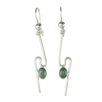 Handmade Light Green Jade Dangle Earrings