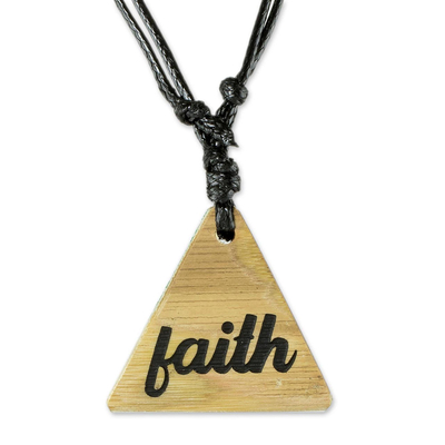 Unisex Bamboo Faith Pendant Necklace