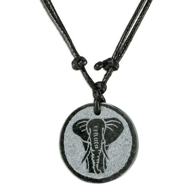 Elephant Motif Jade Pendant Necklace