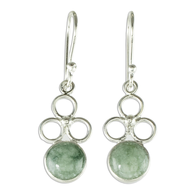 Apple Green Jade Dangle Earrings from Guatemala