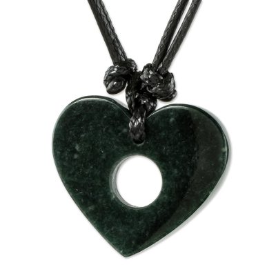 Heart-Shaped Jade Pendant Necklace