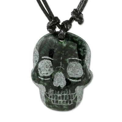 Dark Green Jade Day of the Dead Necklace