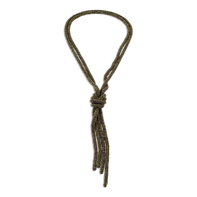 Metallic Beaded Lariat Necklace from Guatemala