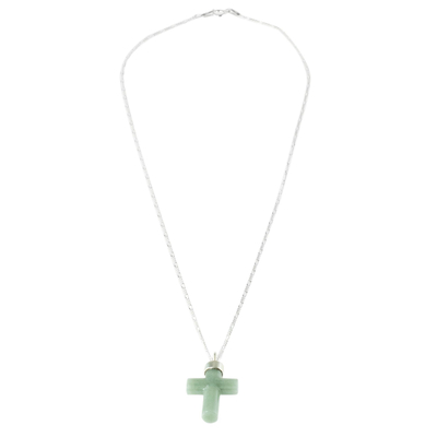 Light Green Cross Pendant Necklace