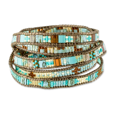 Artisan Crafted Glass Bead Wrap Bracelet