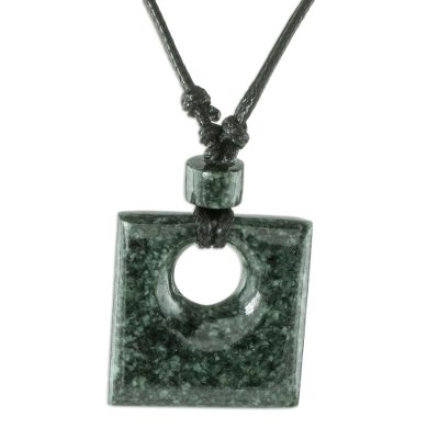 Guatemalan Natural Dark Green Jade Pendant Necklace