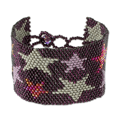 Purple Star-Themed Beaded Bracelet