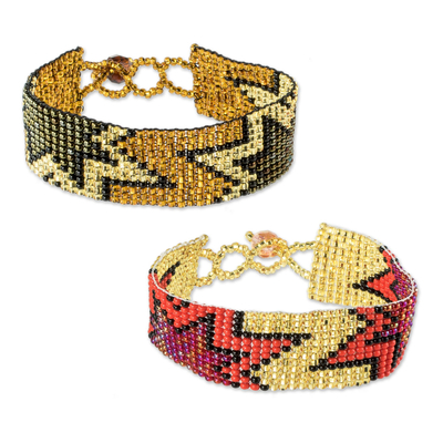 Handmade Glass Beaded Wristband Friendship Bracelets (Pair)