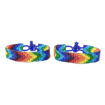 Multicolored Glass Bead Bracelets (Pair)