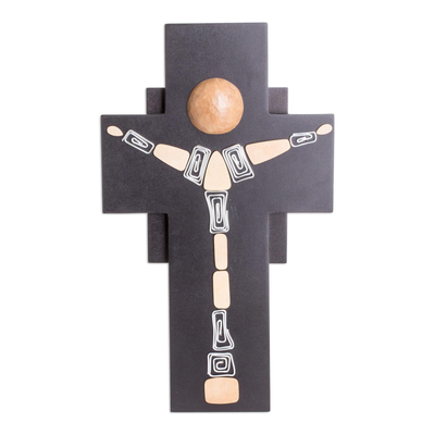 Gourd Accent Modern Wood Crucifix from El Salvador