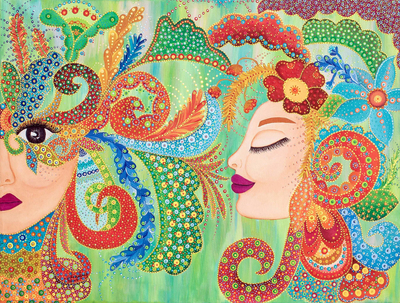 Colorful Acrylic Painting of Carnival Women