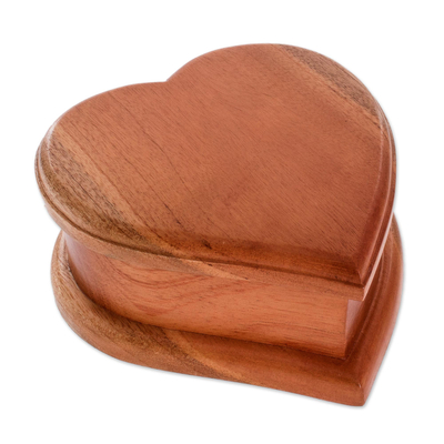 Cedar Wood Heart-Shaped Jewelry Box From Guatemala
