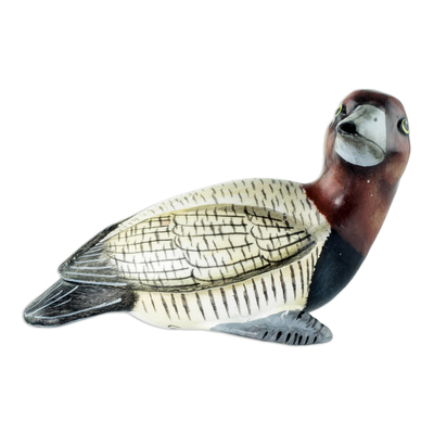 Guatemala Handcrafted Ceramic Canvasback Duck Figurine