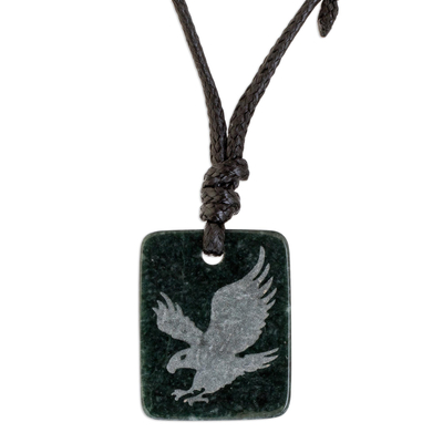 Dark Green Jade Eagle Pendant Necklace from Guatemala