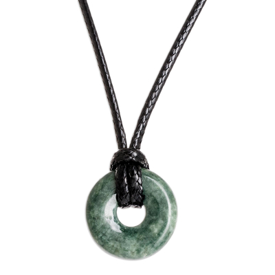 Adjustable Circular Dark Green Jade Necklace from Guatemala