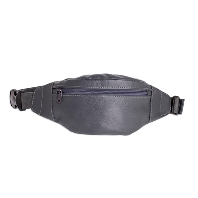 Leather Waist Bag in Grey