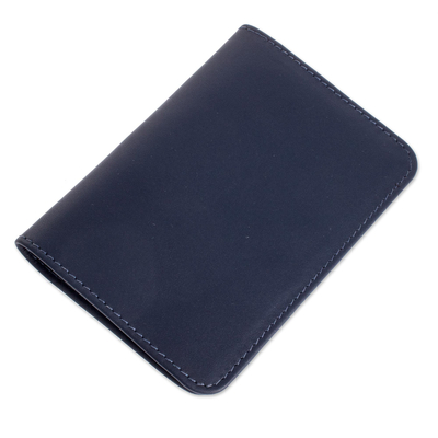 Blue Leather Passport Wallet