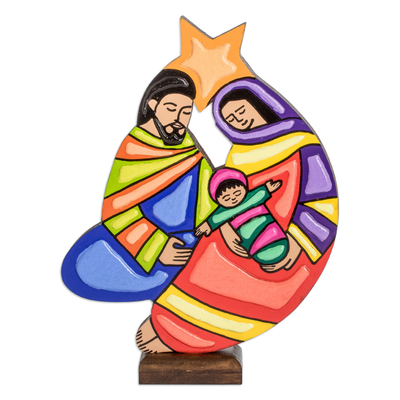 Wood Nativity Sculpture with Star from El Salvador