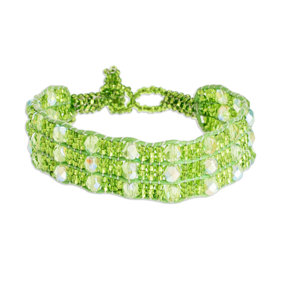 Hand-Beaded Lime Green Bracelet
