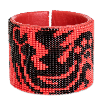 Handmade Wide Beaded Cuff Bracelet