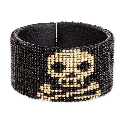 Black Skull Motif Cuff Bracelet