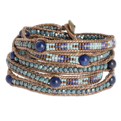 Blue Beaded Wrap Bracelet