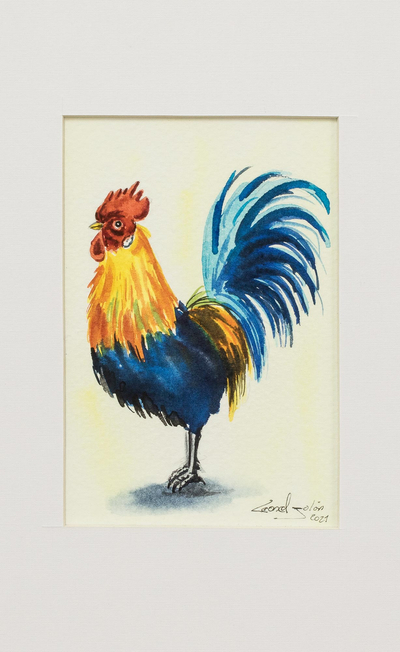 Original Rooster Watercolor Painting