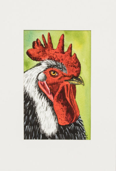 Signed Rooster Painting
