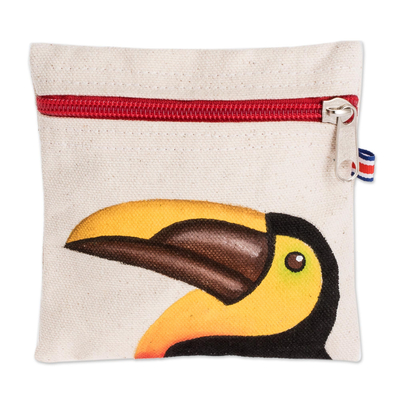 Costa Rican Hand Painted Toucan Cotton Coin Purse