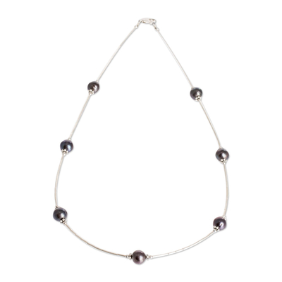 Dark Grey Cultured Pearl Necklace