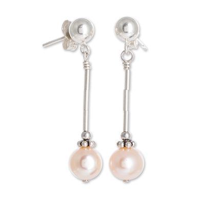 Pink Pearl Dangle Earrings