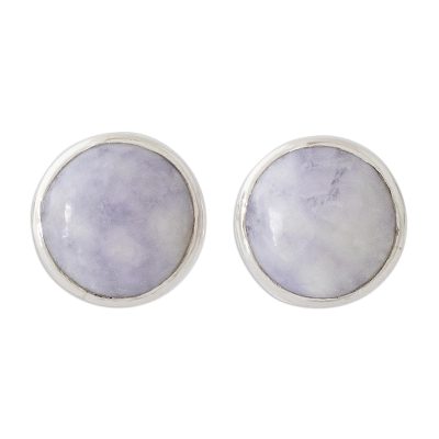 Round Lilac Jade Earrings
