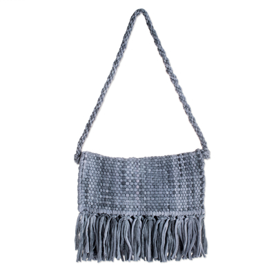 Handwoven Eco Friendly Grey Shoulder Bag from Costa Rica